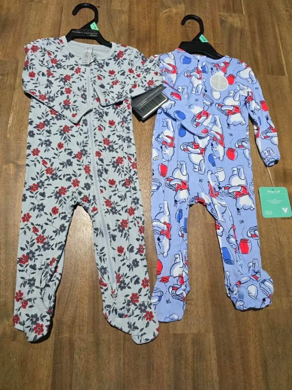 NWT Modern Moments by Gerber/Disney Baby Girls Footed Pajama LOT of 2 6-9 Months